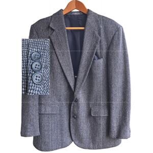 Haggar Men’s Gray Blue Herringbone Blazer Sport Coat Size 42R